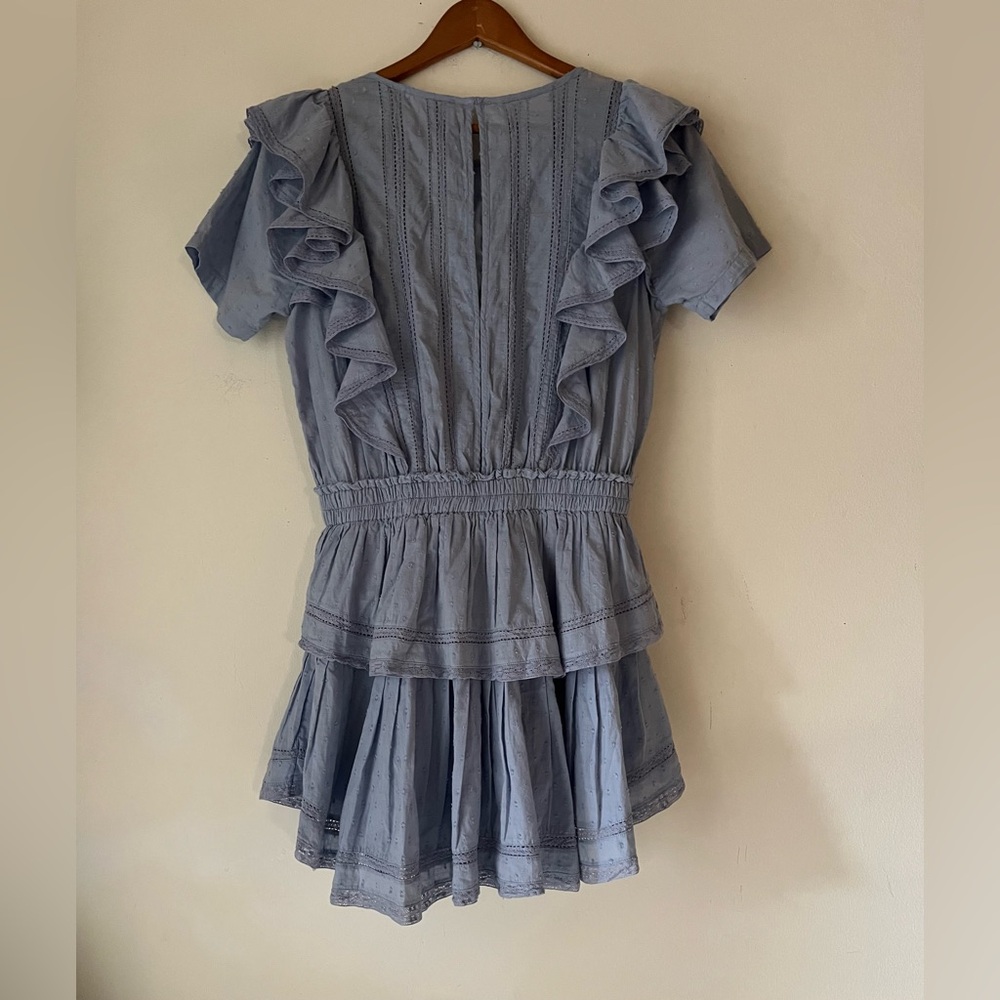 Love Shack Fancy Natasha Dress in Heather Blue Sz M NWT Ruffle Tiered - Picture 3 of 14